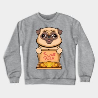 pug and pizza fun puppies lovers pizza love Crewneck Sweatshirt